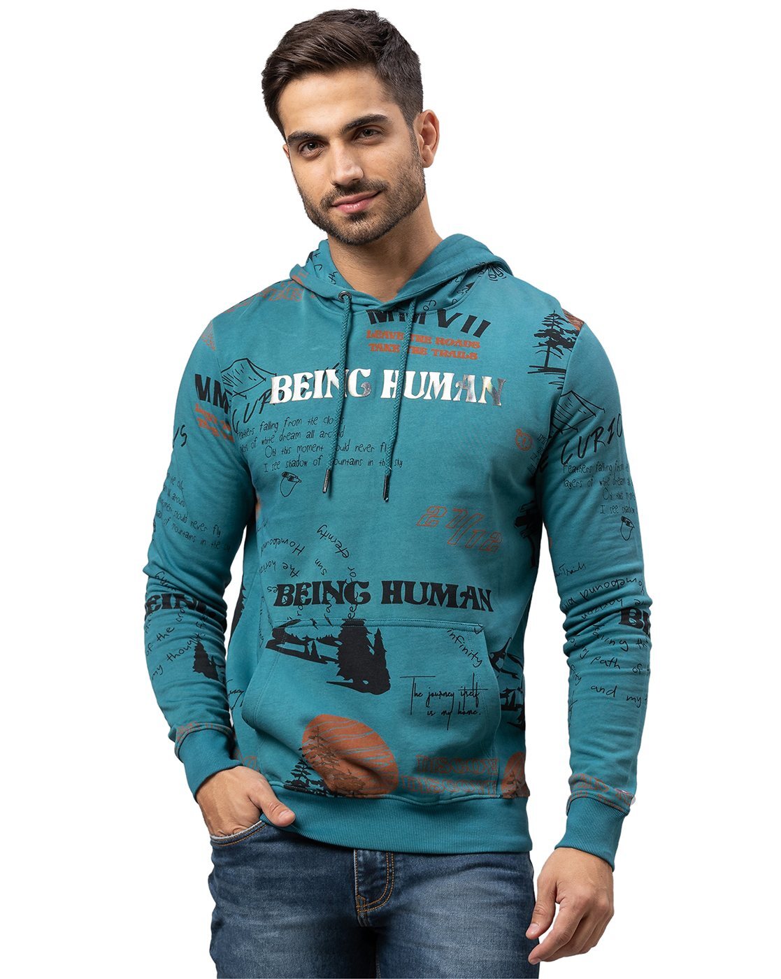 Buy Teal Blue Sweatshirt Hoodies for Men by Being Human Online Ajio