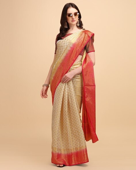 Buy Fashmode Creation Printed Bollywood Silk Blend Red, Cream Sarees Online  @ Best Price In India | Flipkart.com