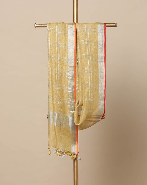 Handloom Linen Stole with Tassels Price in India