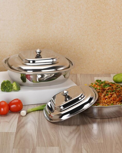 Stainless steel serving dishes hotsell with lids