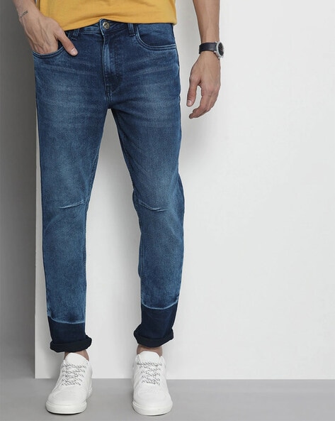 Men's Casual Blue Denim Jeans Straight Tassel Pants Frayed Street Punk  Trousers | eBay