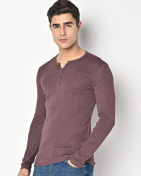 slim fit henley t shirt