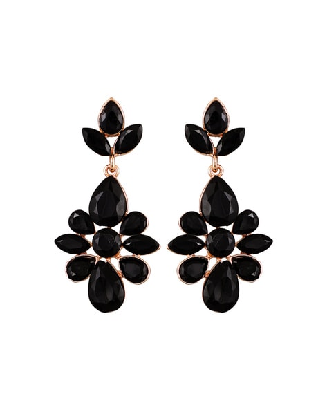 Black stone deals dangle earrings