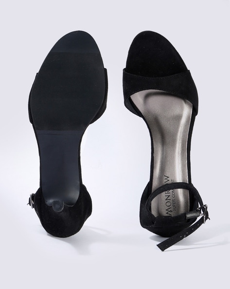 Black Cross Strap Platform Sandals Suede Fabric Ankle Strap Stiletto High  Heels | Up2Step