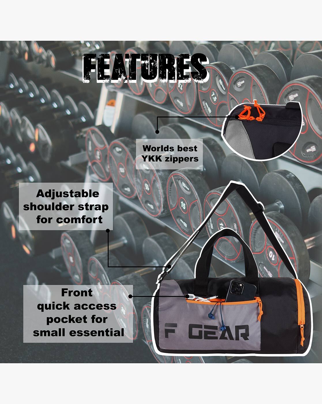 F Gear America Polyester 22 Ltrs Grey - Duffel Travel Bags – F Gear.in