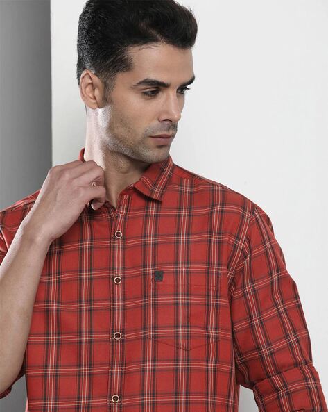 Buy Red Plaid Shirt Online In India -  India