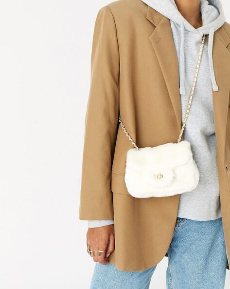 Faux fur store sling bag