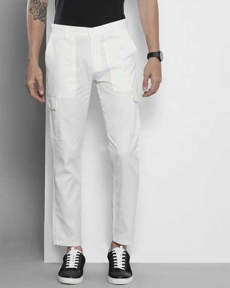 White Pocket Detail Cargo Trousers  PrettyLittleThing