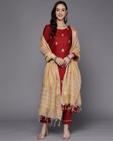 Buy plain suits with silk dupatta in India @ Limeroad