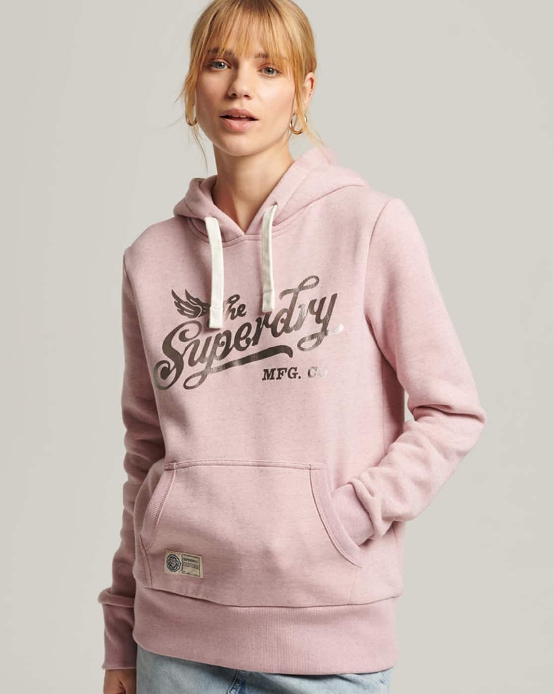 Sweatshirt Superdry Sweatjacke Glitzer Superdry Hoodie Damen Mint