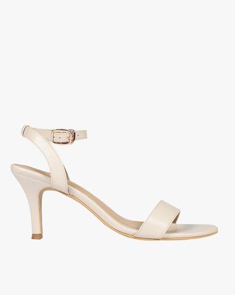 Off White Ankle Strap Heels