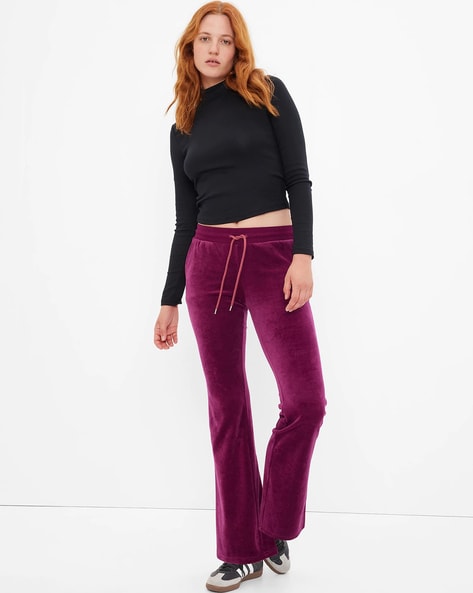 Plus Size Purple Wide Leg Stretch Velvet Trousers  Yours Clothing