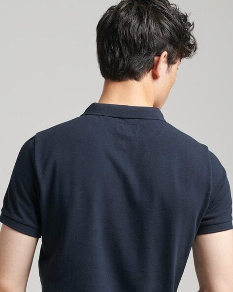 Superdry Organic Cotton Classic Pique Polo Shirt, Eclipse Navy at