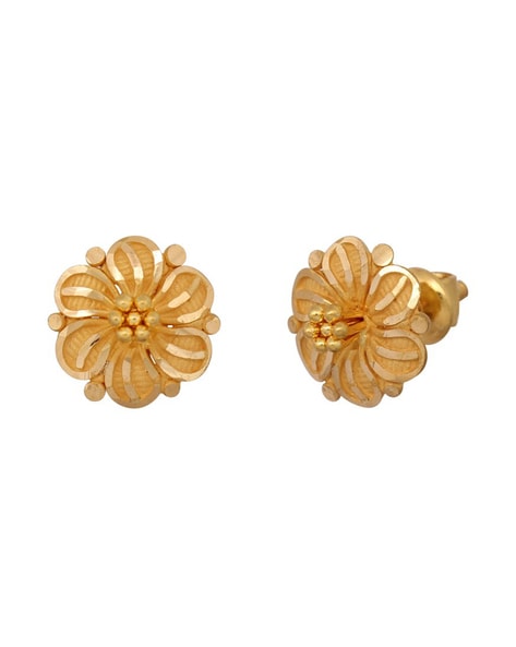 Luxurious Floral Gold Stud Earrings