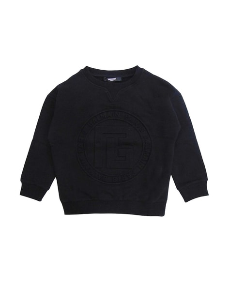 Balmain Monogram Embossed Hooded Sweatshirt