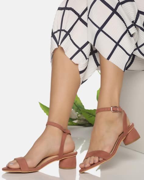 Buy Pink Heeled Sandals for Women by MONROW Online | Ajio.com