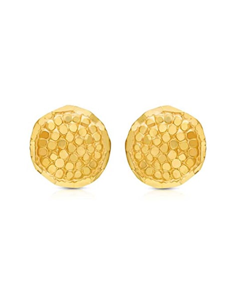 14K Yellow Gold Faceted Dome Stud Earrings