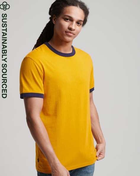 black and yellow ringer tee