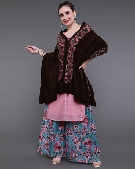 Embellished Woolen Poncho Price in India