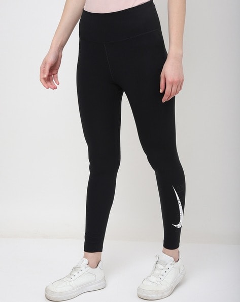 Nike Women's Swoosh Club Legging With waist Detail In Black Size XL