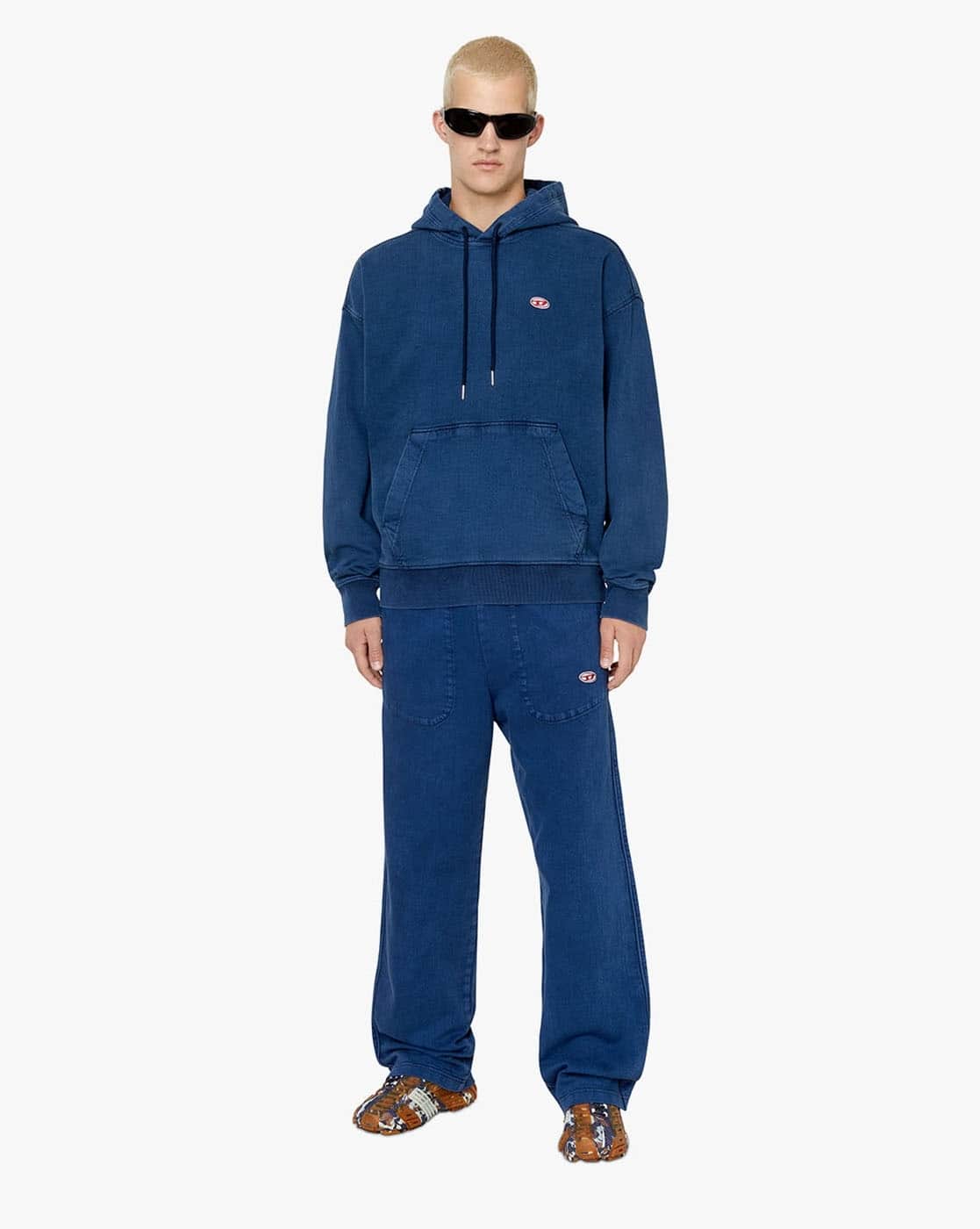 Buy DIESEL D-Um Rib Track Denim Hoodie | Blue Color Men