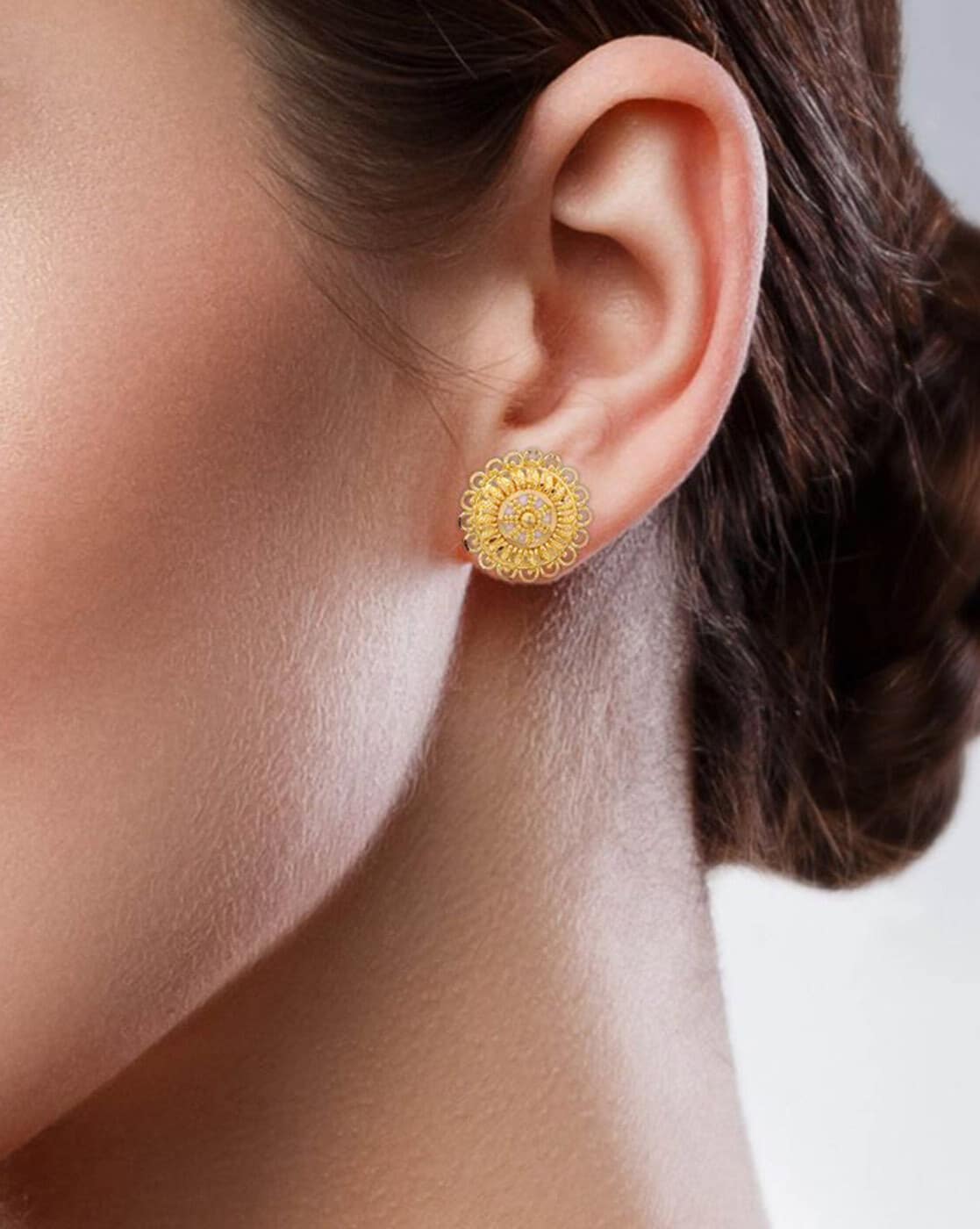 ANINE BING Textured Button Stud Earrings - 14K Gold