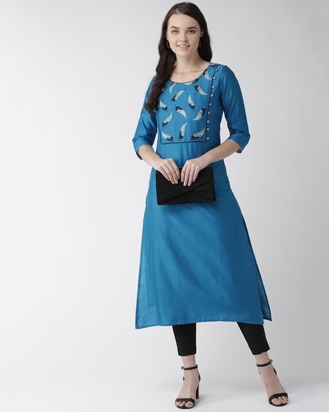 Turquoise 2025 color kurtis