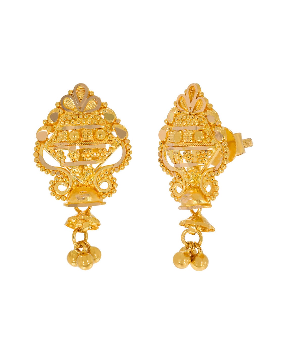 Buy Pure Gold Plated Gold Model Light Weight Daily Wear Earrings Buy Online