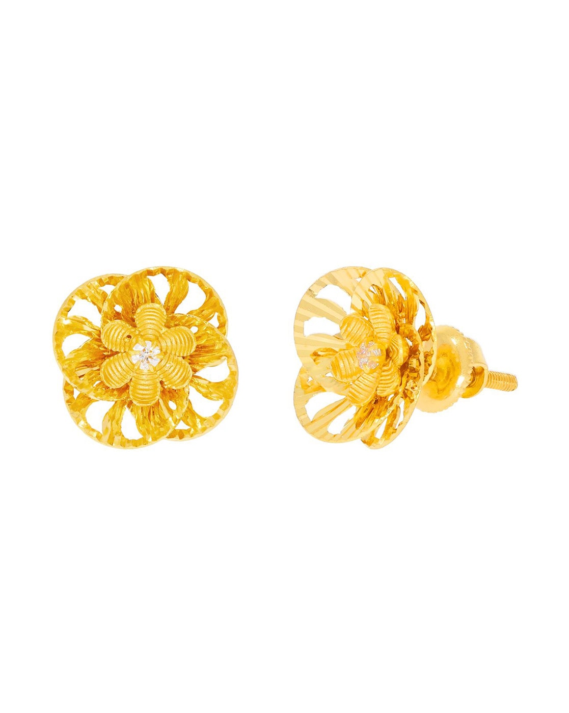 22k Plain Gold Earring JGS-2207-06382 – Jewelegance
