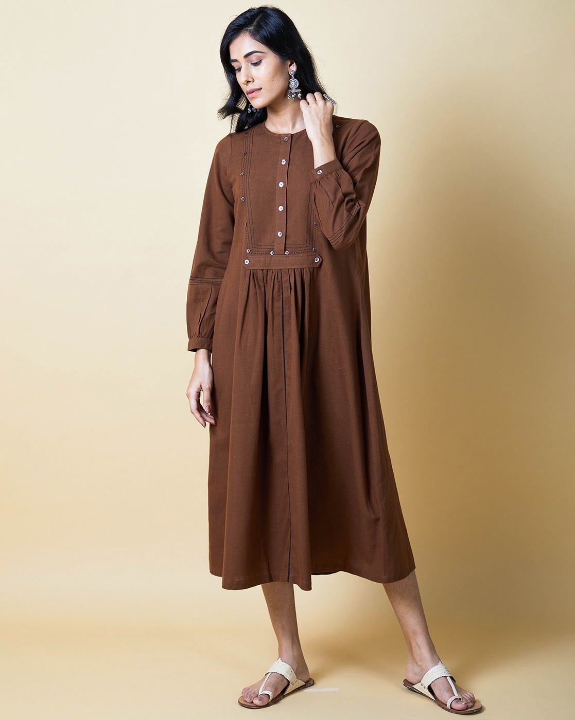 brown loose dress