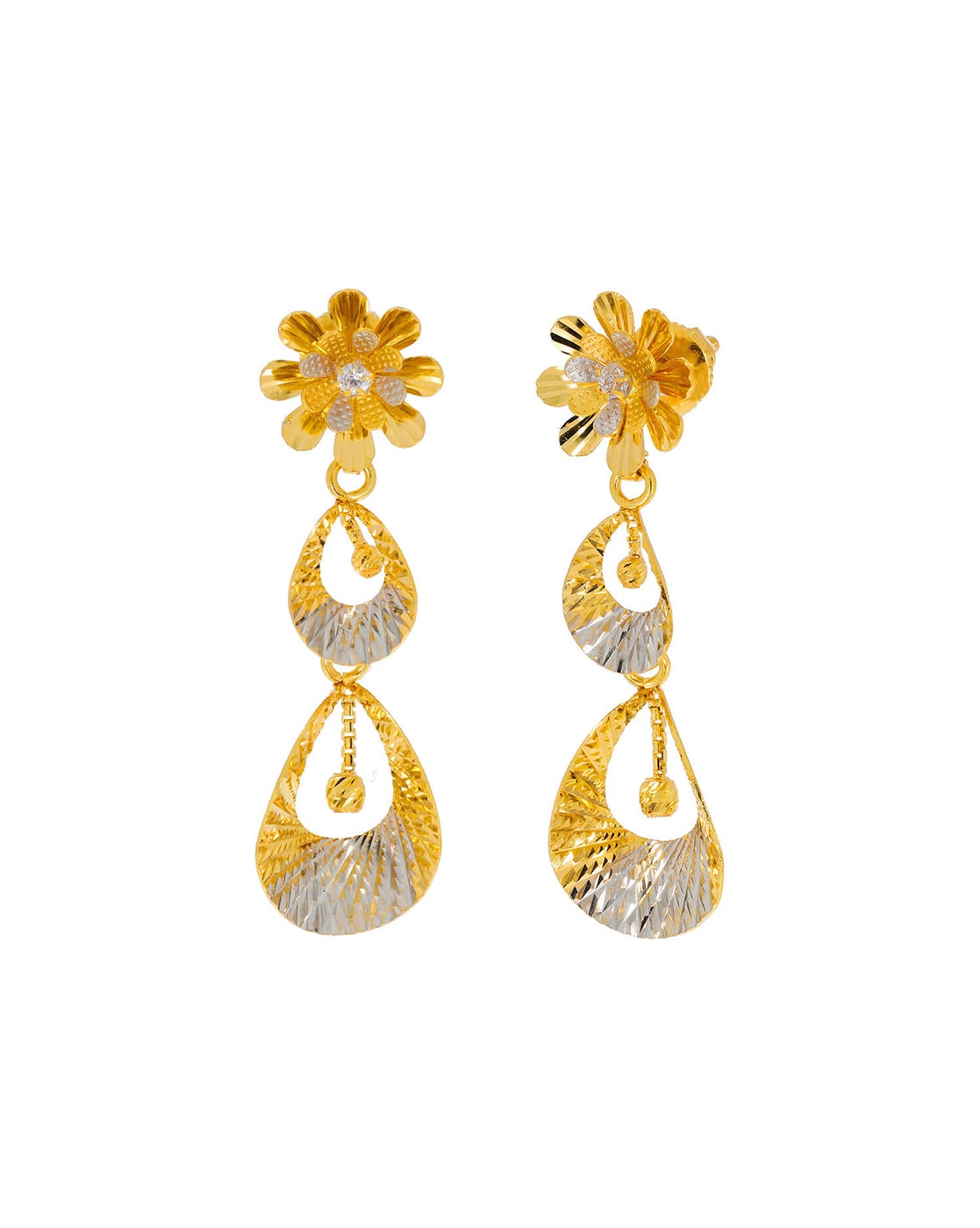 Buy 14k fancy gold earrings 485da390 Online from Vaibhav Jewellers