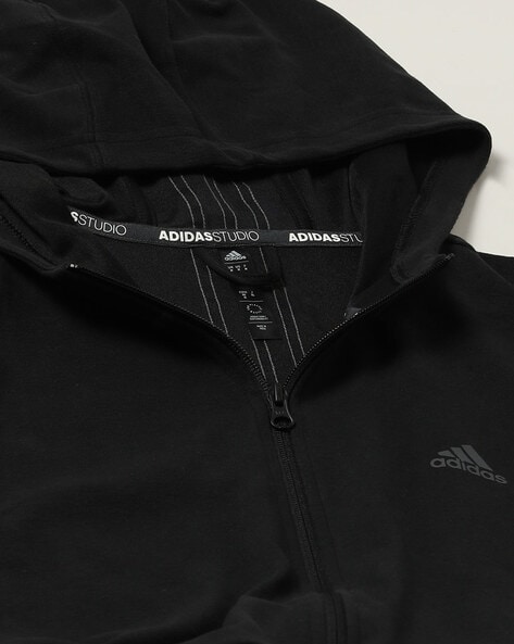 Adidas black sales zip up