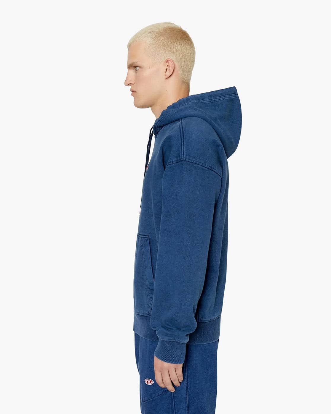 Buy DIESEL D-Um Rib Track Denim Hoodie | Blue Color Men | AJIO LUXE