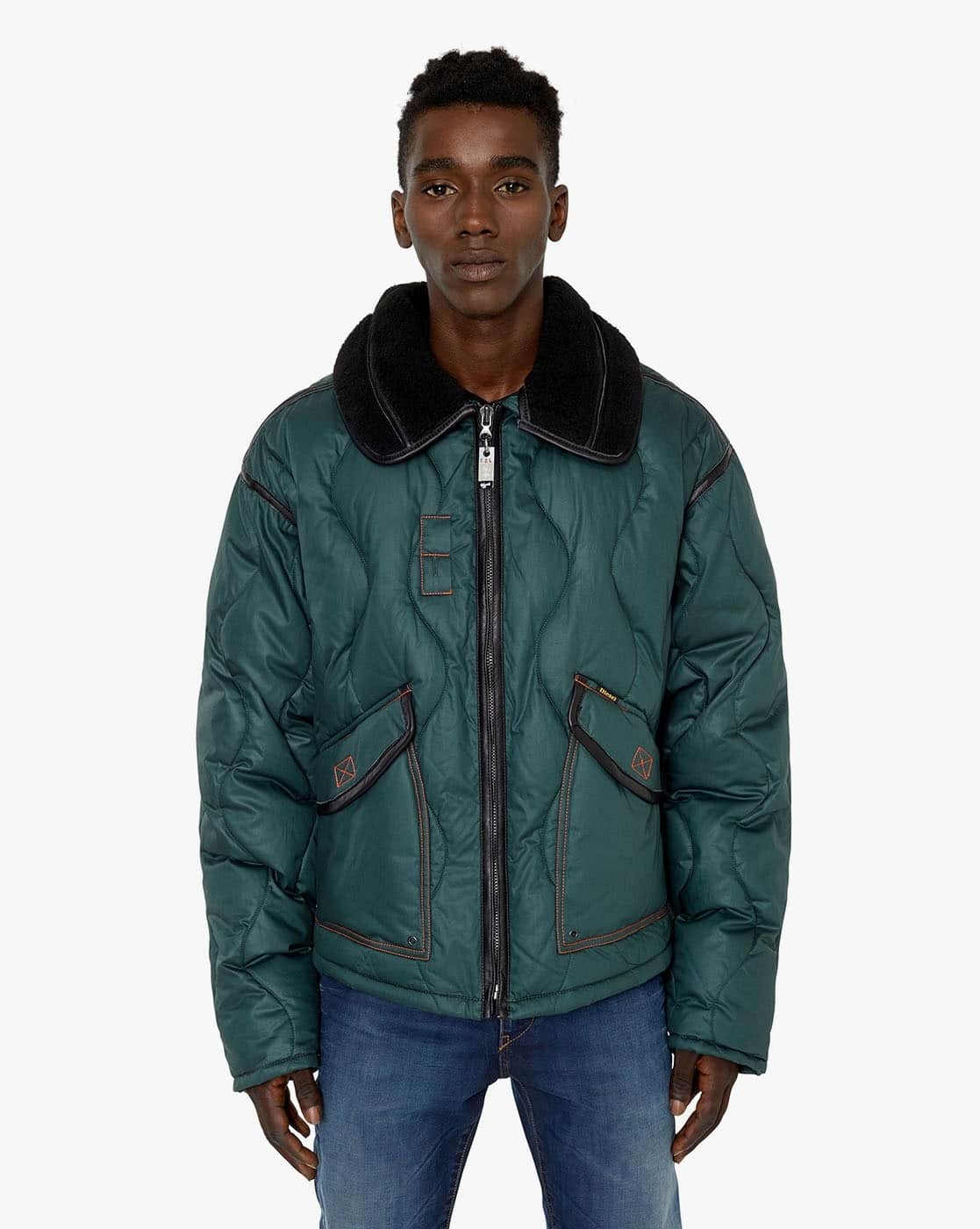 Buy DIESEL W-PETRIT Quilted Regular Fit Winter Jacket | Green