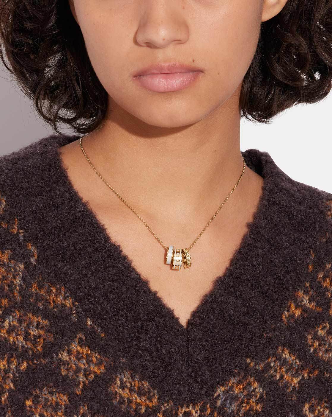 Buy Coach Signature Enamel Necklace | Gold-Toned Color Women