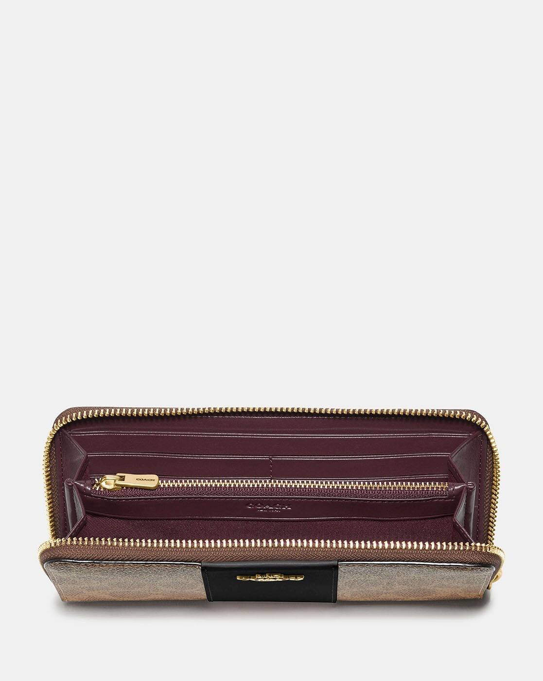Buy Coach Accordion Printed Zip-Around Wallet | Tan Color Women