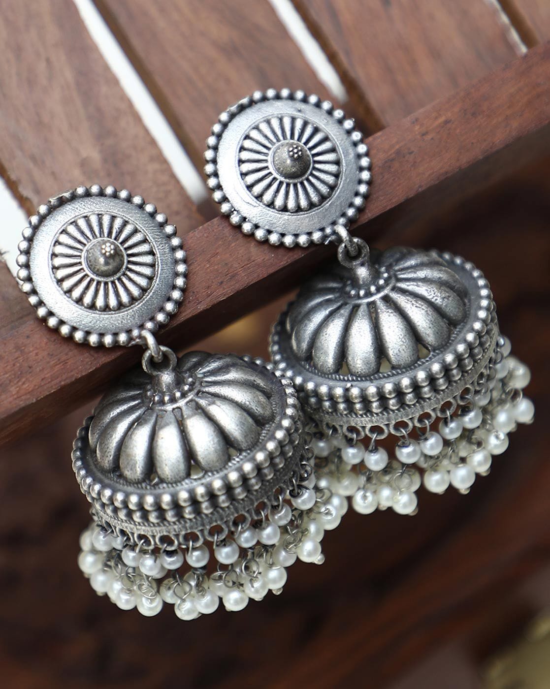 Small Silver Colour Jhumka Earrings - RStore-sgquangbinhtourist.com.vn