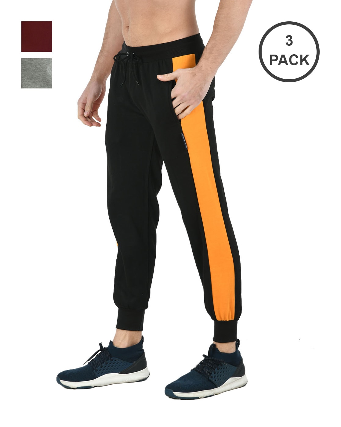Unisex Retro Tracksuit Pants - Black / Blood Orange