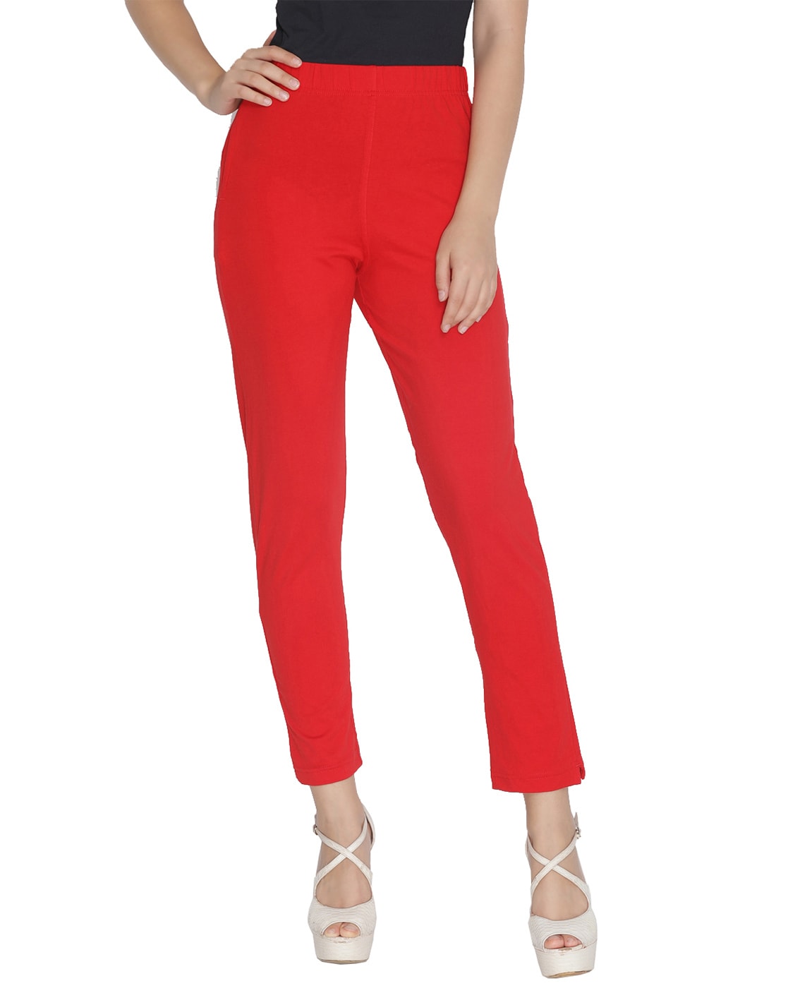 Red trouser women - Plus size - Straight leg 2 back pockets - Belore Slims