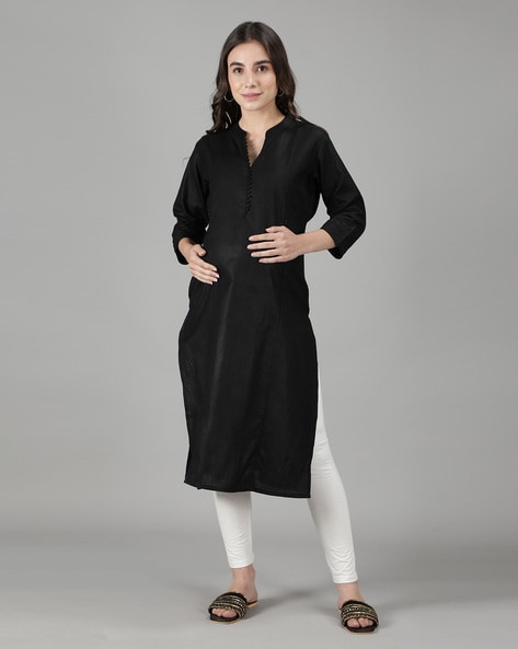 Black & Golden Printed Anarkali Kurta Kurti Designer Dress Women Tunic |  eBay