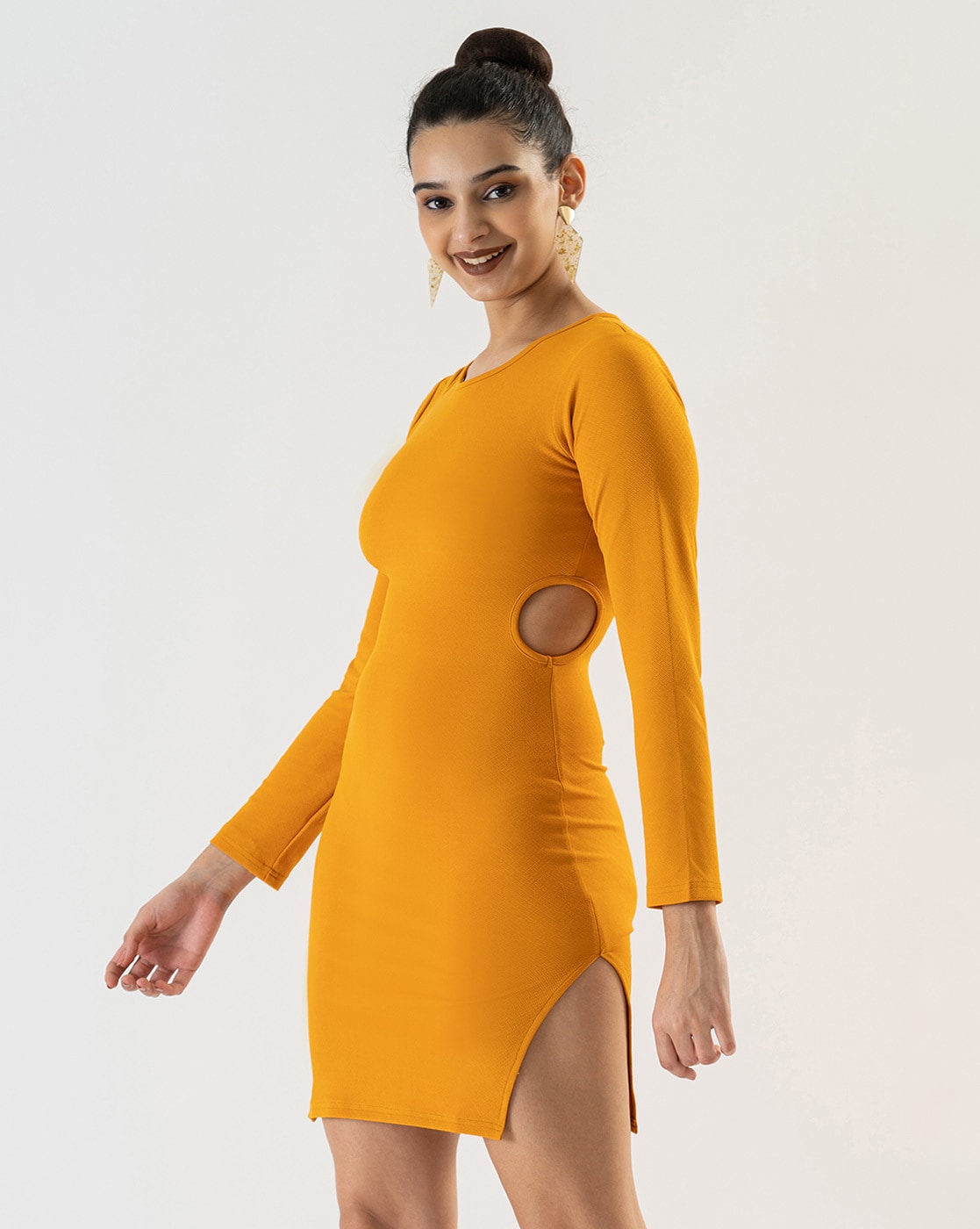 CapsA Women V-Neck Elegant Bodycon Party Dress Slit India | Ubuy