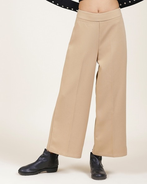 Camel | High Waist Wide Leg Trousers | Pure Collection