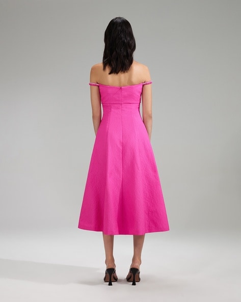 Self portrait pink outlet off shoulder dress