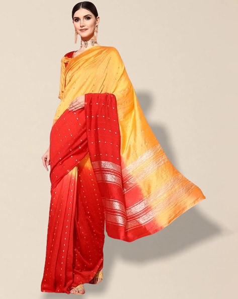 Yellow Kataan Banarasi Saree with Handembroidered Blouse Piece –  kreationbykj