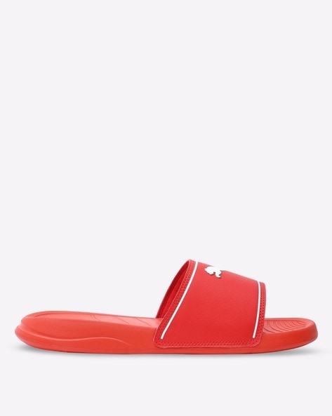 Red discount lacoste slides