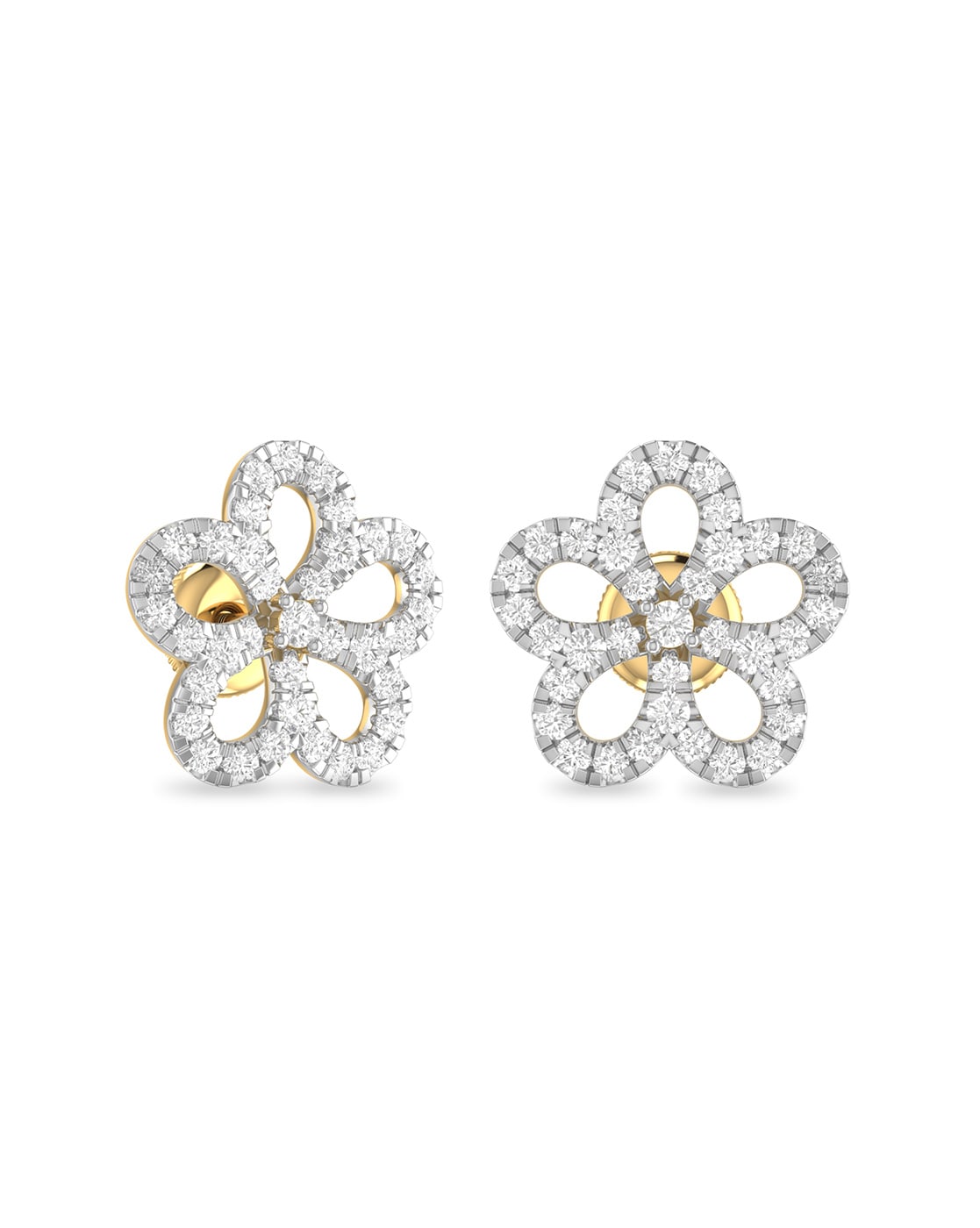 Elements Flower Earrings with Diamonds in 18K White Gold - Kwiat
