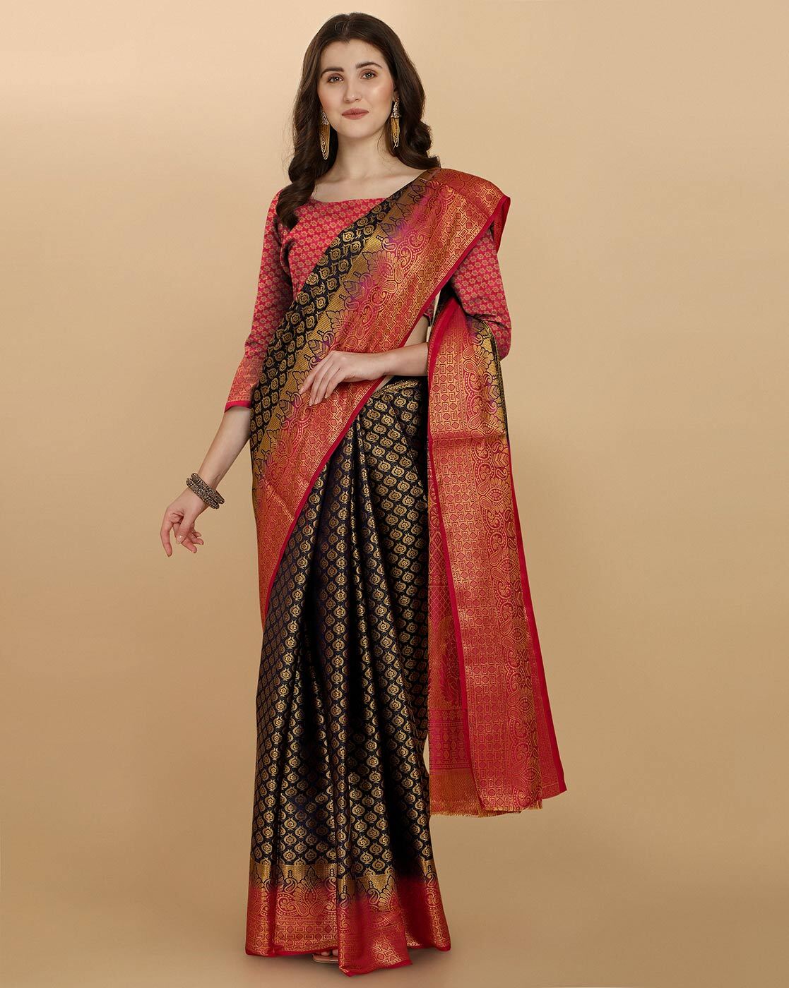 Banarasi Silk Sarees with Woven, Heavy Embroidery work SR054113432