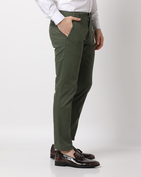 Buy Men Olive Slim Fit Solid Casual Trousers Online  707766  Allen Solly
