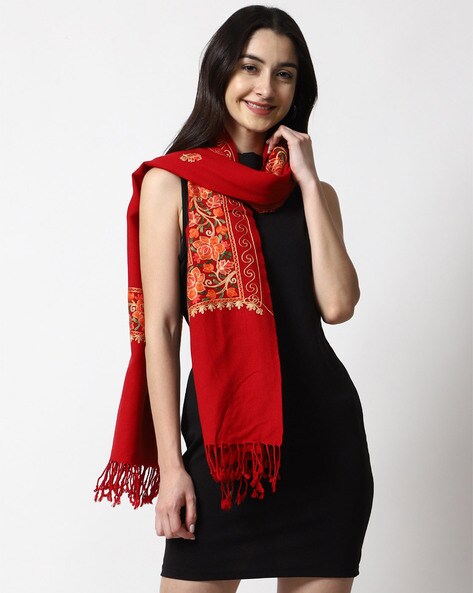 Floral Floral Pattern Shawl with Tassels Price in India