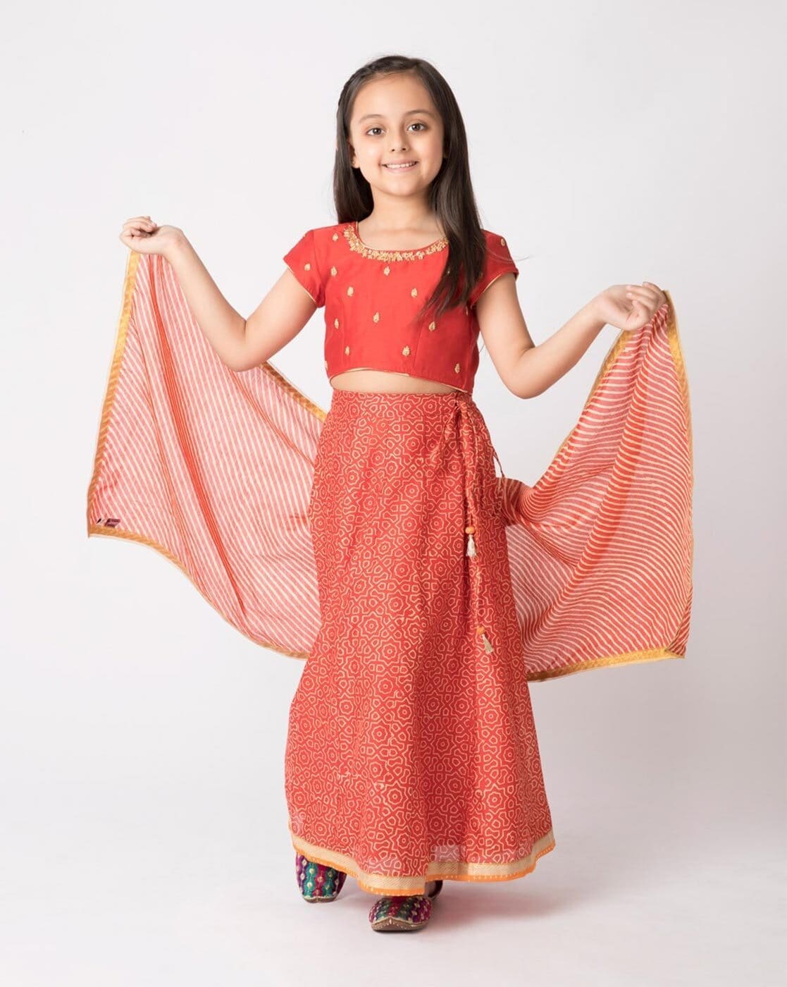 Buy Modal Printed 3 Piece Lehenga Set for Kids Online at Fabindia | 10592253